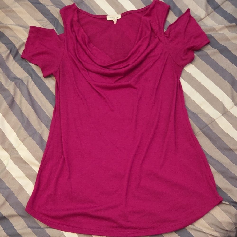 Women's Pink Cold Shoulder Top By Silence + Noise - Picture 4 of 6